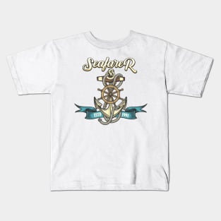 Seafarer Emblem in Tattoo style Kids T-Shirt